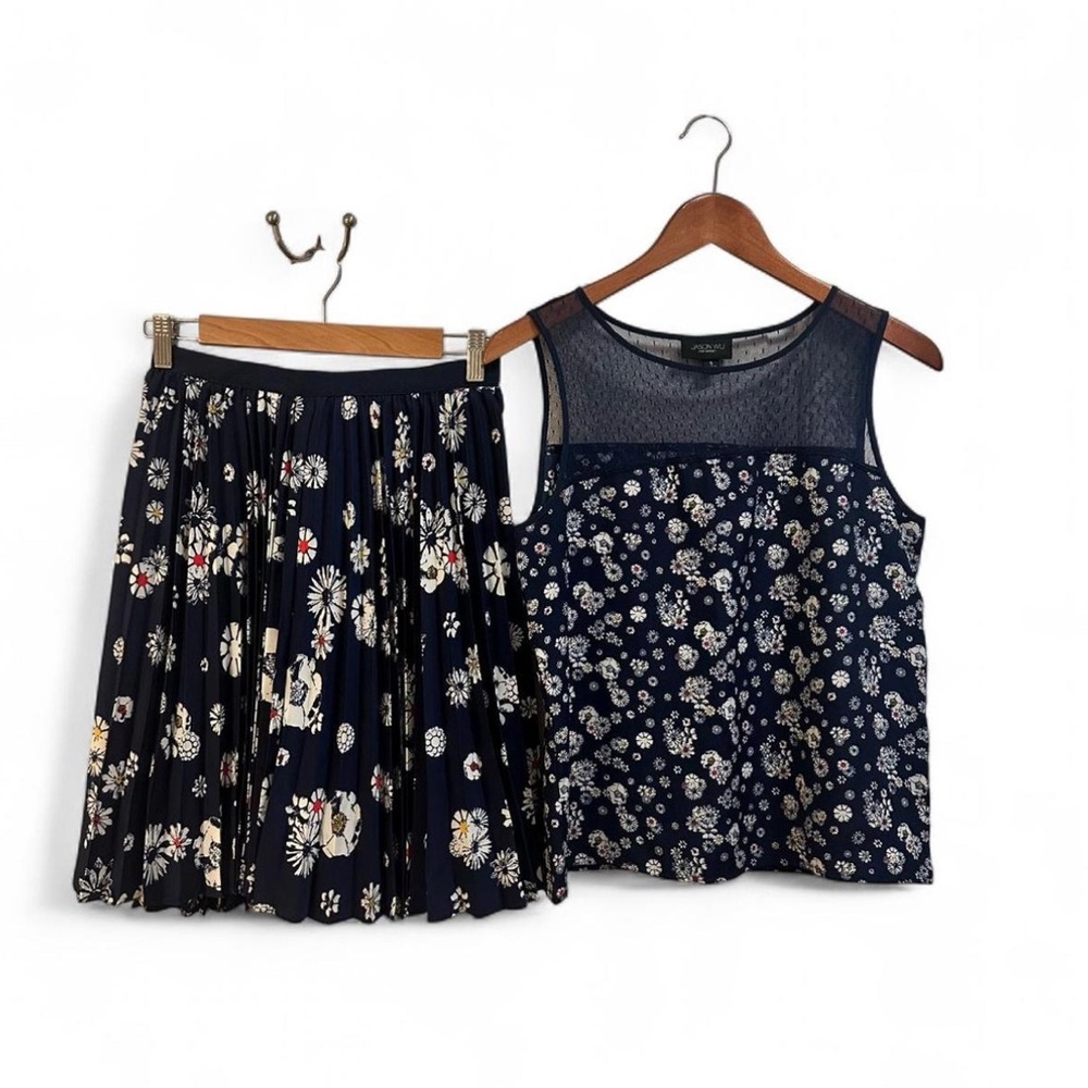 Jason Wu Women's for Target Navy Floral Pleated Skirt + Top Size 2